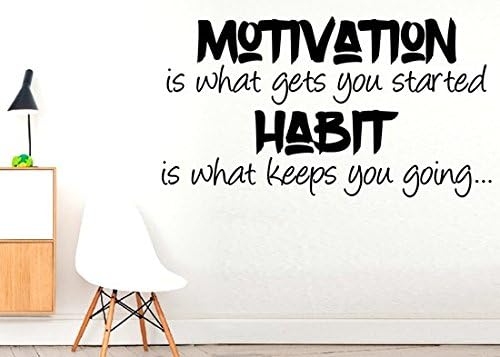Motivation is what gets you started. Habit is what keeps you going...- Fitness Workout Exercise Hobby Sports Wall stikers, Inspirational quote, motivation decal wall Quote decal Stickers wall art ,Family Fun Quote Love Home