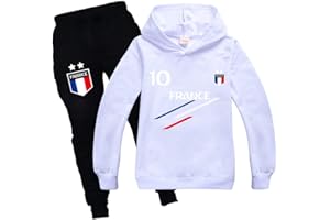 Ambcol Ensembles de Sport Jogging Survêtement De Football France 2 étoiles Enfant Sweat à Capuche avec Poche