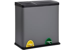 SVITA TC2Combo35 Poubelle 35 l Gris Combiné 12 L + 23 L Double Poubelle de Cuisine Poubelle de Cuisine Poubelle à Pédale