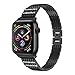 Produktbild Armband für Apple Watch Series 4 44mm, MuSheng 5 Farben Edelstahl Ersatz Uhrenband Sport Armband Strap mit Einzigartiger Ohne Schnalle (Schwarz)