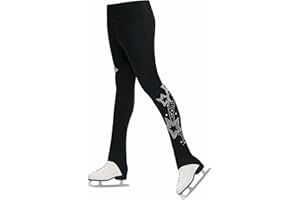 Gogokids Girls Ice Figure Skating Pants, Kids Fleece Thermal Black Leggings, Dancing Yoga Tights, Workout Training Practice Trousers