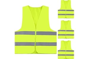 ESINO Hi Vis Vests, Yellow Hi Vis Jackets, High Vis Jackets with 2 Fluorescent Bands, Standard Size High Visibility Vest Car Driving Vest for Man And Women