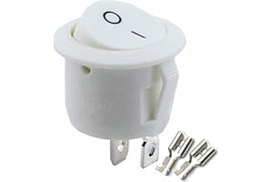 ‎FUCHSWERK Kippschalter Wippschalter 2 polig rund, Rot Schwarz Weiß ON/OFF 6A/250V Kunststoff push Button Switch kfz | weiß