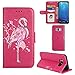 Produktbild Hülle Galaxy S8 Plus Flamingo Glitzer, Misteem Elegant Luxus Flamingos Muster Motiv Cartoon Anime Schutzhülle Magnetisch Brieftasche Stoßfest Staubschutz Flip Klapphülle Buch Style Weich Leder Tasche Case Standfunktion / Kartehalter / Wallet Handyhülle für Samsung Galaxy S8 Plus - Rote Rose