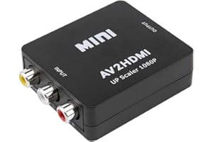 Eono AV a HDMI Adattatore, AV a HDMI Convertitore, 1080P Mini AV Composito CVBS Video Audio Adapter Supporto PAL/NTSC Compatibile con PC/Laptop/PS5/PS4/TV/STB/VCR/DVD, Nero