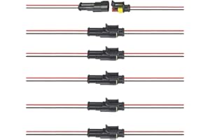 JPGhaha 2 Pin Way Car Electrical Connector Plug 16 AWG IP67 Electrical Wire Car Plug Connector with Wire for Motorcycles Scooters Trucks 6 Sets