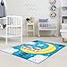 Produktbild Kinderteppich Play Kids Eulen Mond Sterne türkis gelb Kinderzimmer, Größe in cm:80 x 150 cm