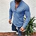 Produktbild Swallowuk Herren Langarmshirt Baumwolle Leinen V-Ausschnitt Slim Fit T-Shirt Oberteile Fitness Shirt Casual Pullover Sweatshirt (L, Blau)