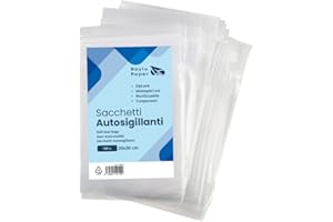 Raylu Paper – Sacchetti in Plastica Richiudibili Trasparenti, 100 Pezzi Sacchetti con Ziplock, Buste Plastica Richiudibili, Applicano a Cucina, Ufficio, Semi di Gioielli (20 x 30)