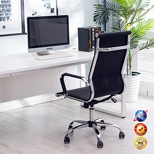 Deluxe PU Faux Leather Racing Gaming Computer Lift Reclining Executive Sports Chair (Black & Green)