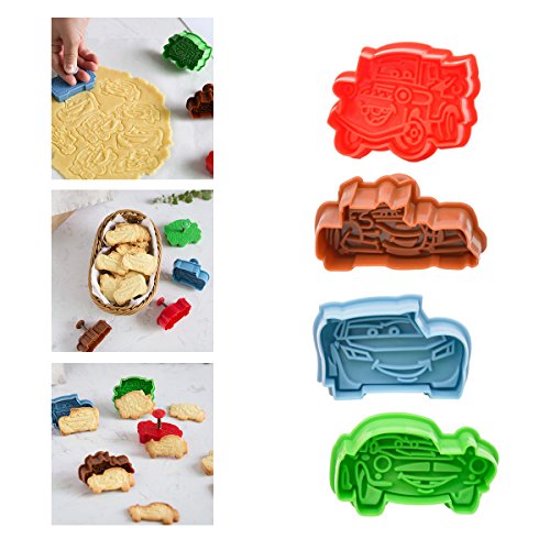 CkeyiN ®4pcs Car Serie 3D Plätzchen Werkzeuge Plätzchen Gebäck Dekoration DIY Lebensmittel Backen Form Fondant Werkzeuge