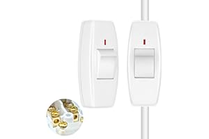 XGKEGS 2x Zwischenschalter Schnurschalter 2 polig 6A 230VAC mit Wippe Schnurzwischenschalter für 2 adrige Kabelschalter Weiß