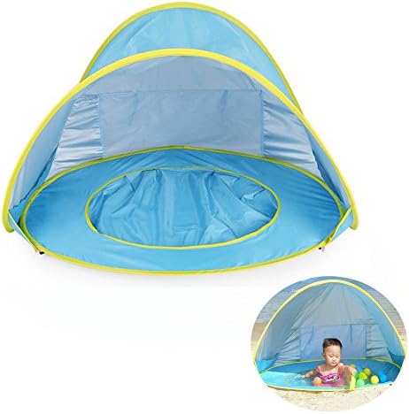 Baby Beach Tent with Pool-Outdoor Automatic Pop up Instant Portable Cabana Beach Tent for Baby UV 50+ Protection, Easy Carrying Bag, Lightweight