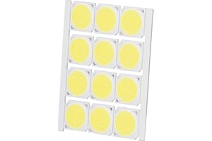 Haofy COB Integrierter LED-Lichtchip, 12Pcs COB-Lichtquelle Hochleistungs-runder LED-Chip 12W 36-41V 1080LM für DIY-Innenbeleuchtung (Weiß)(Weißes Licht)