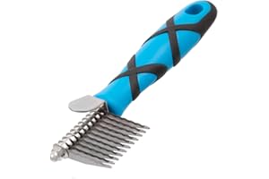 GROOM PROFESSIONAL Dematting Rake & Comb for Dogs - Dematting Brush for Dogs - Undercoat Rake - Detangling Brush for Grooming - Grooming Rake with Ergonomic Handle, Small