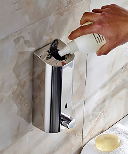 RZM Seifenspender Wandmontage Single Head Creative Edelstahl Seifenspender Shampoo Hand Seifenspender Hotel Badezimmer Seifenspender Liquid Pumpe Dispenser ( größe : 300ML ) - 3