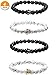 Produktbild Krone Paare Armbänder Perlen Armband Schwarz Matt Achat Lava Stein Weiß Howlith Armband für Männer und Damen, 4 Stücke