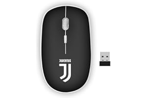 TECHMADE - Mouse Wireless Juventus | Design Ufficiale Squadra | Tecnologia Senza Fili | Sensore Ottico Preciso | Ergonomico e Silenzioso | Plug & Play, Nero, Plastica