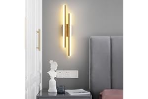 Comely Applique da Parete Interno Moderna, 3 Temperature Colore 16W Lampada da Parete, Oro Lampada a Muro per Camera da Letto Soggiorno Corridoio Ufficio Scala, 3000K/4500K/6500K