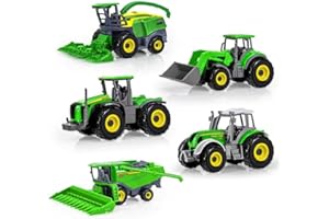 Tcvents 5 Pack Farm Tractor Toys, Die Cast Truck Tractors for Kids 3-5 6 7 8 9 Farm Equipment Toys for 3 Years Old and Up Boys Toddlers Gifts - Includes Tractors, Combine Harvester