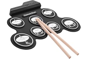 BTUTY Sasuori Set Batteria in Silicone arrotolabile, USB, Dimensioni Compatte, Batteria Elettronica Digitale 7 Tasti con Bacchette e Pedali