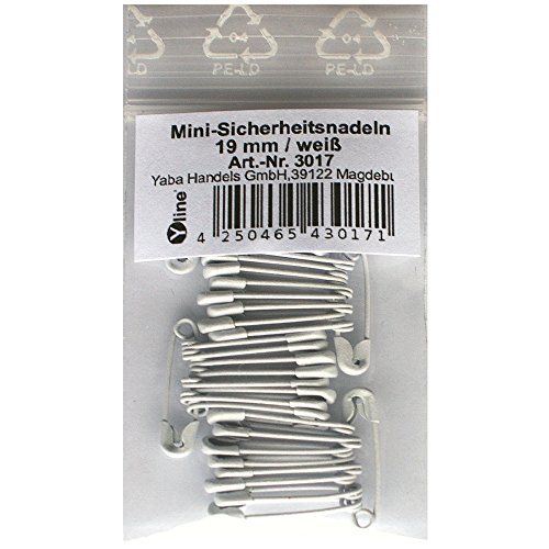 36 Stück Mini Sicherheitsnadeln weiß ca.19 mm, Sicherheits- Nadel Nadeln, 3017