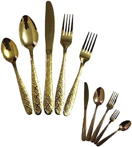 5Pcs Gold ,Copper Colour Plated Stainless Steel Dinning Table Spoons, Kitchen Utencil Party,Wedding ,Home Luxury Cutlery Set (gold)