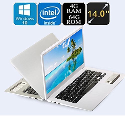 INTEL ATOM Quad-Core Laptop 14   Screen Display 1366 768pixel 4G 64G Windows10  Silver 