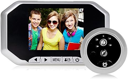 YobangSecurity 3.5 Inch LCD Screen Wide Angle Monitor IR Night Vision Digital Door Peephole Viewer Camera Door Phone Doorbell Security 2.0 Mega Pixel Camera Battery-Operated Doorbell For Home Security (Silver)