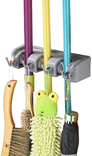 Mop and Broom Holder Organizer 3 position with 4 hooks garage storage Holds up to 7 Tools Wall Mounted Organizer ITTAHO