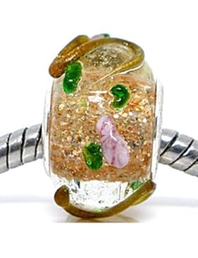 Charm Buddy Gold Glitzer Glas/Charms Bead Für Charm-Armbänder Silber Pandora Style Schmuck