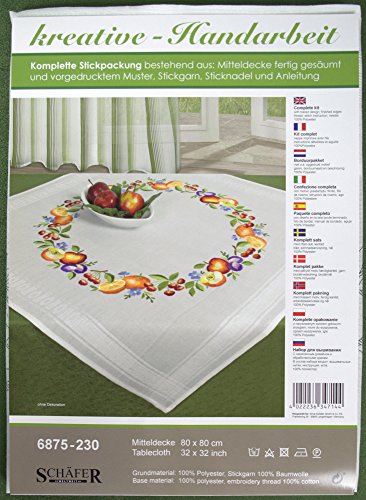Stickpackung OBSTKRANZ / Stickset mit Stickvorlage für Erwachsene / Komplettes Vorgezeichnetes Tischdecken Set zum Sticken - 2