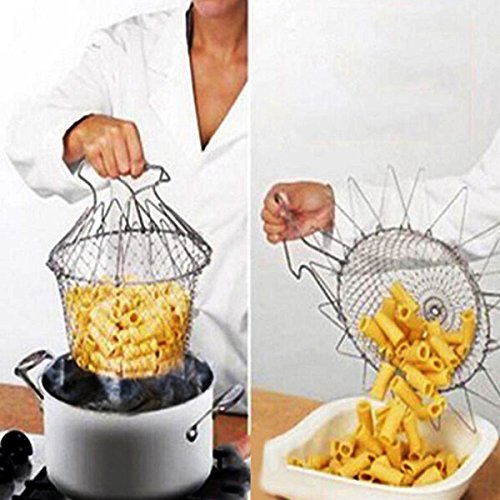 [Envio Gratis] BML© Plegable enjuague vapor alevines cepa cocinero cesta de filtro herramienta cocinar cocina neta // Foldable Steam Rinse...