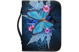 Garronmavis Cartoon Butterfly Bible Covers for Women, Daisy Morpho Bible Case with Handle, Butterflies Art Bible Bag for Church - L