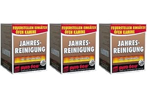 PYRO FEU 3X Jahresreinigung Entrußer für Ofen & Kamin alle Rohre einschließlich Edelstahl
