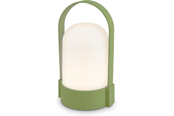 BRILONER - Lampe de table LED sans fil IP44, tactile, dimmable, batterie remplaçable, chevet, lecture, LED, camping, lampe à batterie, extérieur, 9x8x15,5 cm, vert lime