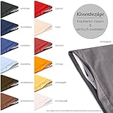 Seitenschläferkissen Bezug 40 x 145 cm Kissenbezug Stillkissenhülle 2er Set Sparpack | Jersey Qualität Kissenhülle mit Reißverschluss 100% Mako-Baumwolle | Classic Line aqua-textil 0010849 | dunkel-grau - 6