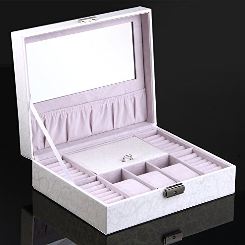 B.Catcher Schmuck Box PU Leder abschließbar Jewelry Organizer Großer Speicher Fall - 4