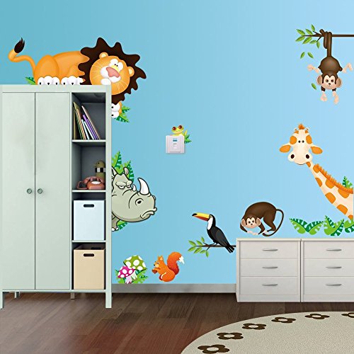 Ecloud Shop® Jungle Wild Animal Wall Sticker Aufkleber für Kind-Baby-Schlafzimmer-Wand-Papier