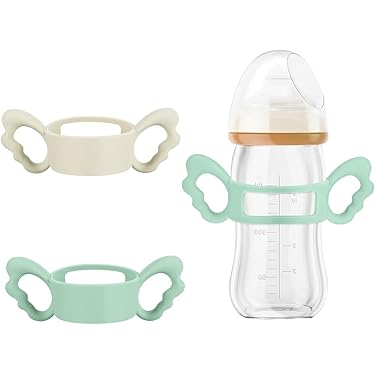 Lot De 2 Poignées Anti-brûlure Pour Biberon - Ergonomiques, Réglables - Compatibles Avec Les Gobelets, Tasses à Bec - Couleur Blanche