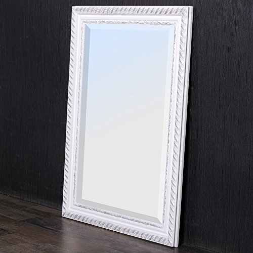 WANDSPIEGEL BAROCK Weiß-Silber ANTIK DESIGN SPIEGEL Stripe 70x50cm HOLZRAHMEN - 6
