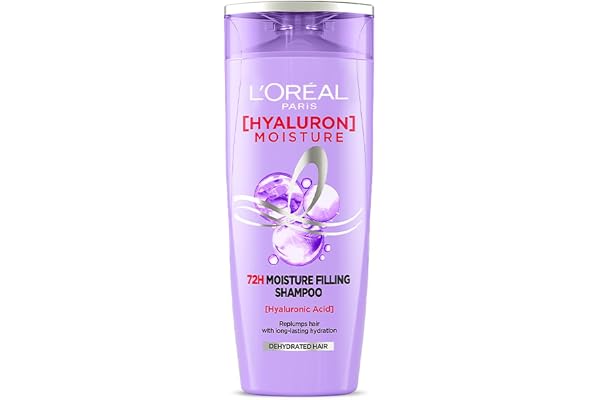 L'Oreal Paris Moisture Filling Shampoo, With Hyaluronic Acid, For Dry & Dehydrated Hair, Adds Shine & Bounce, Hyaluron Moisture 72H, 200ML.