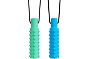 QEDBOJE 2 Piezas Colgante Masticable, Colgante de Silicona para Masticar, Durable y Fuerte Juguete para Masticar, Ideal para Niños y Adultos con Autismo, Autismo Material Sensorial, Bebe, Collar