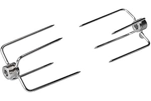 SANTOS Stainless Steel Meat Clamp, Claws, Skewer Fork, Stainless Steel for Rotisserie Skewers with Diameter 8 mm - Square Forks for Your Gas Grill/Kettle Grill Rotisserie