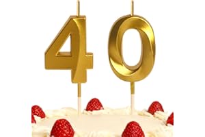 XUELIYUN 40th Birthday Candles Gold Number 40 Happy Birthday Candles Cake Topper Decorations for Birthday Party for 3D Designed Wedding Anniversary Party Wedding Anniversary Celebration Supply
