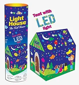 SHLOKA Sales Kids Foldable, Jumbo Size, Extremely Light Weight Water Proof Play Tent House with LED Light House & LED Night Safari for 7 Year Old (Multicolour)