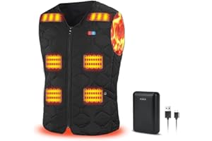 Rrtizan Beheizte Weste, Elektrische USB Beheizte Jacke für Herren und Damen, 3 Temperaturstufen Elektrisch Heizweste, Wasserschutz, Winter Warme Heizweste für Outdoor Camping Skifahren