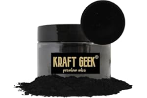 KRAFT GEEK Jet Black Mica Powder, 50g Dye for Epoxy Resin, Soap, Candle, Slime, Bath Bombs, Makeup, Nail, Fabric, Safe & Gentle on Skin