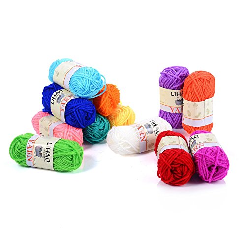 LIHAO 12x15g Strickwolle Handstrickgarn Häkelgarn Acryl für Doppelt Stricken Häkeln und Kunsthandwerk – 12 Farben - 3