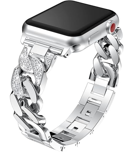 wutwuk Compatibile con Cinturini Apple Watch Slim Bling con Cassa 41mm per Donne e Uomini, Cinturino di Ricambio in Metallo in Acciaio Inox per iWatch Serie 8/7 41mm Oro Rosa